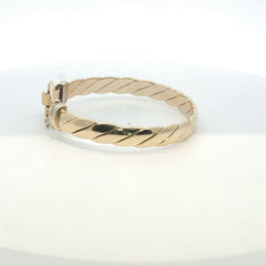7" - Pre Owned - 9ct - Stone Set Hook And Loop Bangle - ( 34.02g )