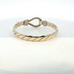 7" - Pre Owned - 9ct - Stone Set Hook And Loop Bangle - ( 34.02g )