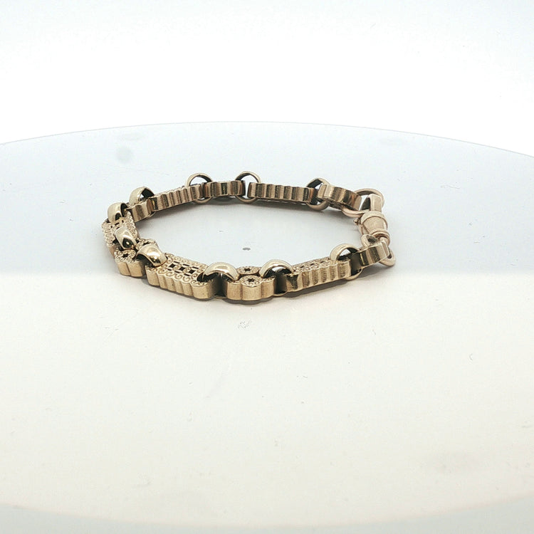 7" - Pre Owned - 9ct - Star And Bar Bracelet - ( 18.38g ) - Goldbank Jewellers