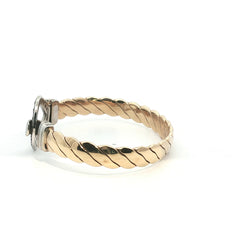 6.5" - Pre Owned - 9ct - Stone Set Hook And Loop Bangle - ( 34.70g )