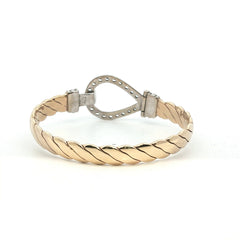 6.5" - Pre Owned - 9ct - Stone Set Hook And Loop Bangle - ( 34.70g )