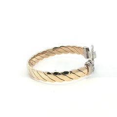 6.5" - Pre Owned - 9ct - Stone Set Hook And Loop Bangle - ( 34.70g )
