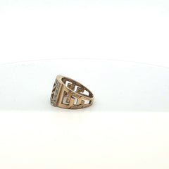 size T - Pre Owned - 9ct - Stone Set Leaf Ring - ( 7.07g )