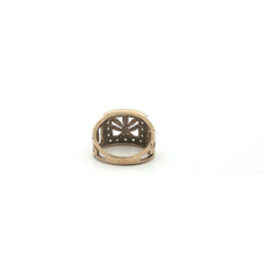 size T - Pre Owned - 9ct - Stone Set Leaf Ring - ( 7.07g )