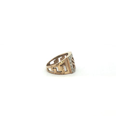 size T - Pre Owned - 9ct - Stone Set Leaf Ring - ( 7.07g )