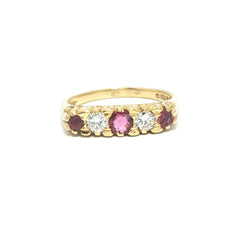 18ct Yellow Gold Five-Stone Pink Sapphire & Diamond Ring – 0.50ct Total