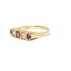 18ct Yellow Gold Five-Stone Pink Sapphire & Diamond Ring – 0.50ct Total