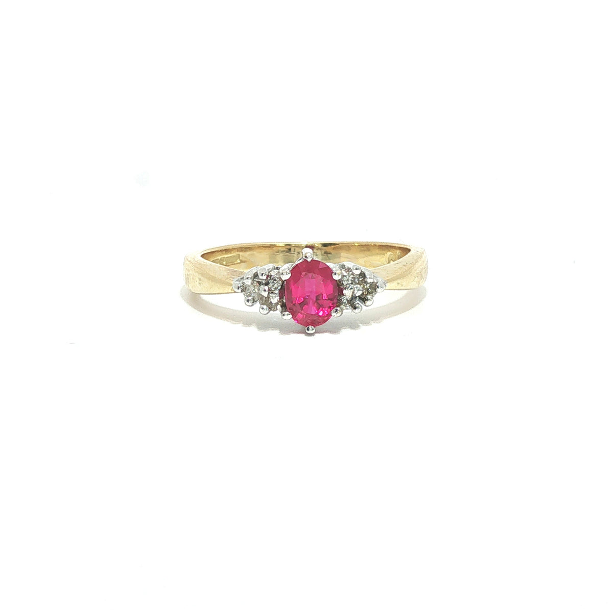 18ct Yellow Gold Pink Sapphire & Diamond Cluster Ring – 0.33ct