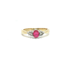 18ct Yellow Gold Pink Sapphire & Diamond Cluster Ring – 0.33ct