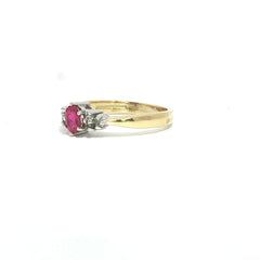 18ct Yellow Gold Pink Sapphire & Diamond Cluster Ring – 0.33ct