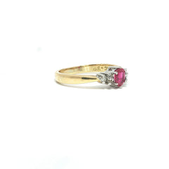 18ct Yellow Gold Pink Sapphire & Diamond Cluster Ring – 0.33ct