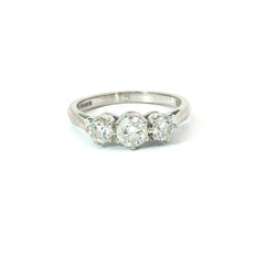 18ct White Gold Diamond Trilogy Ring – 0.80ct