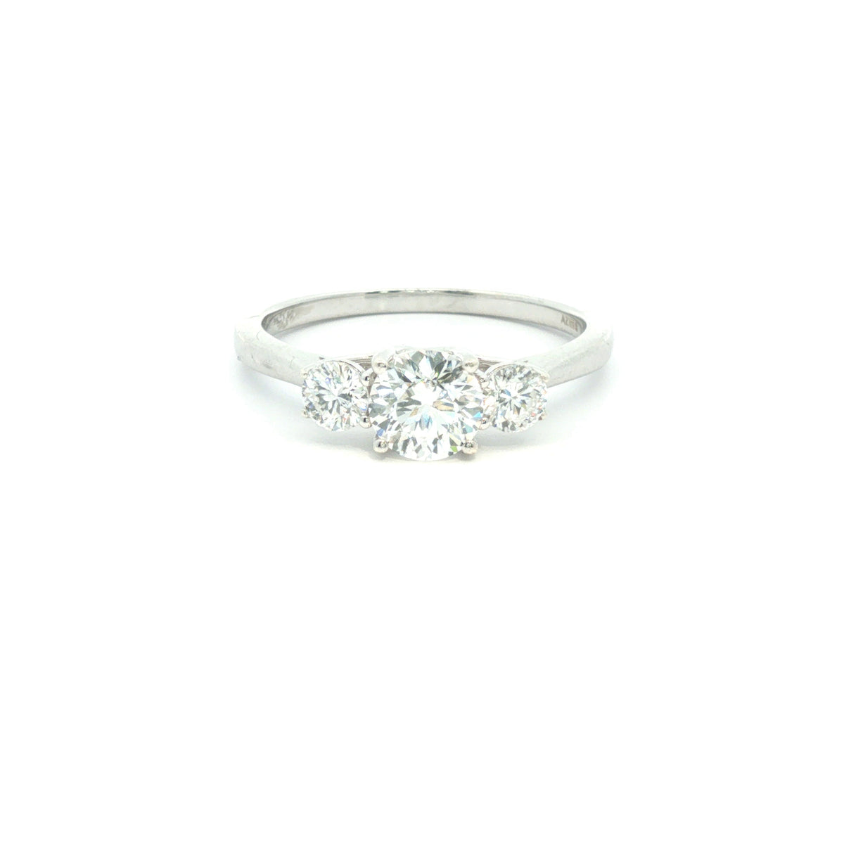 9ct White Gold Lab Grown Blossom Cut Diamond Trilogy Ring | Hidden Heart Cathedral Setting