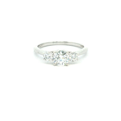 9ct White Gold Lab Grown Blossom Cut Diamond Trilogy Ring | Hidden Heart Cathedral Setting