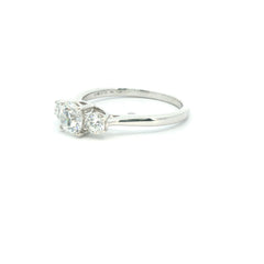 9ct White Gold Lab Grown Blossom Cut Diamond Trilogy Ring | Hidden Heart Cathedral Setting