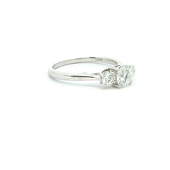 9ct White Gold Lab Grown Blossom Cut Diamond Trilogy Ring | Hidden Heart Cathedral Setting