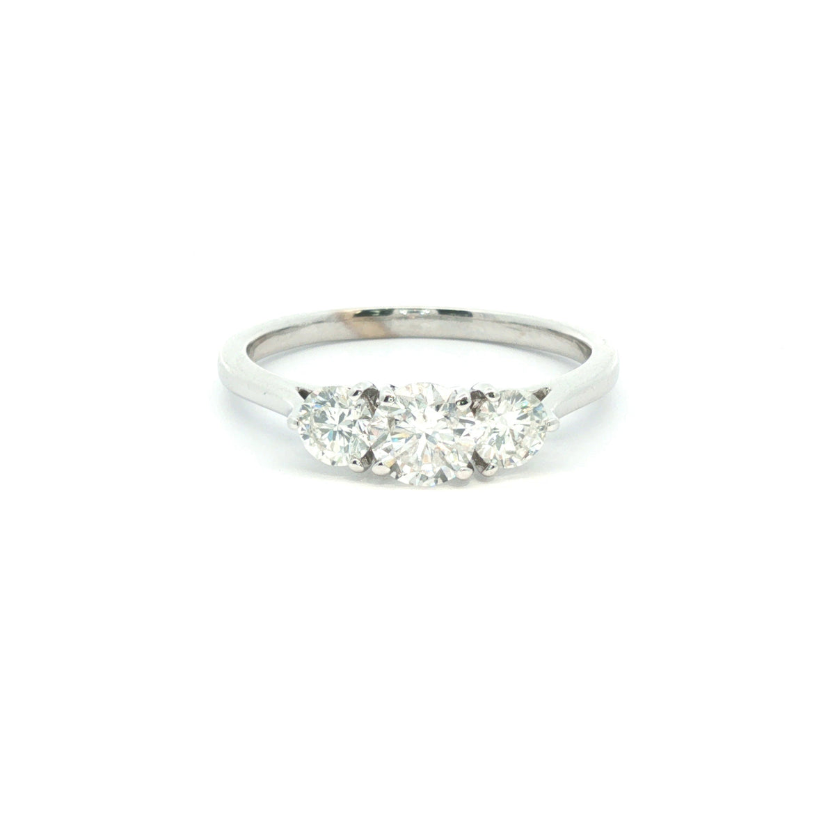 18ct White Gold Diamond Trilogy Ring | Trellis Crossover Setting