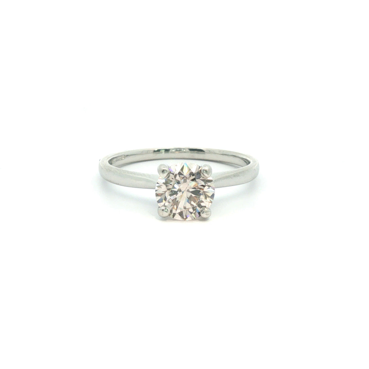 1.00ct Natural Diamond Platinum Four-Claw Cathedral Solitaire Ring