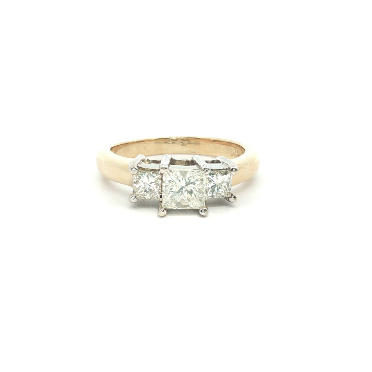 1.00ct Princess Cut Diamond Trilogy Ring in 14ct Yellow Gold