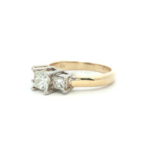 1.00ct Princess Cut Diamond Trilogy Ring in 14ct Yellow Gold