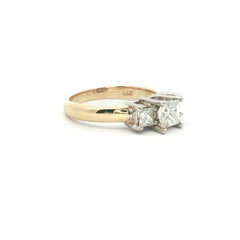 1.00ct Princess Cut Diamond Trilogy Ring in 14ct Yellow Gold