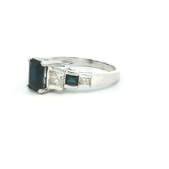 0.75ct Sapphire &amp; Diamond Graduated Five-Stone Ring in 14ct White Gold