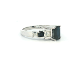 0.75ct Sapphire &amp; Diamond Graduated Five-Stone Ring in 14ct White Gold
