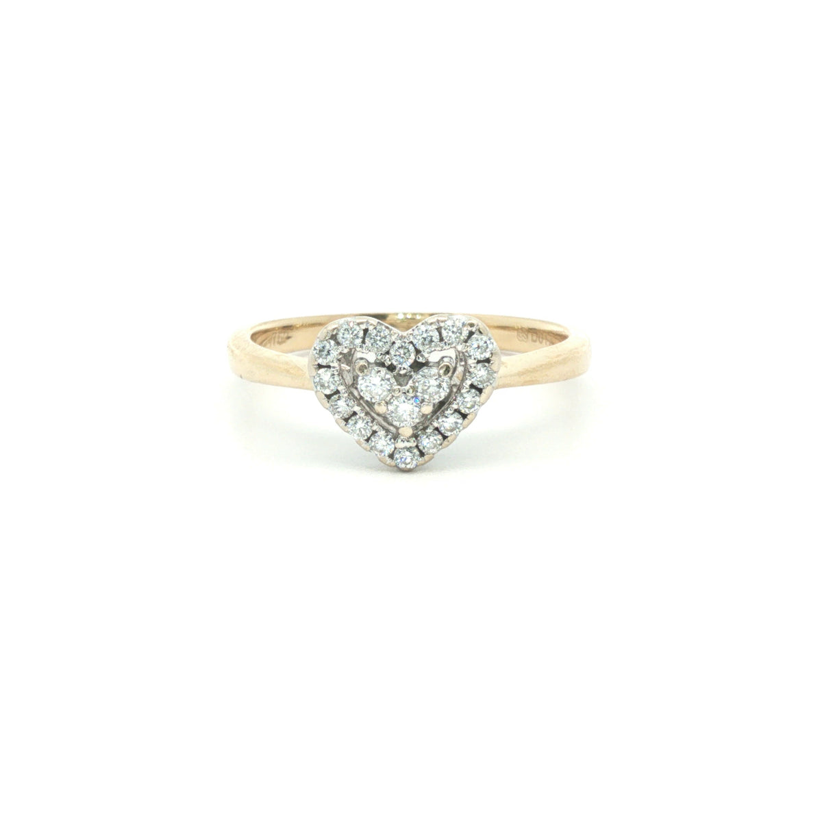 0.17ct Diamond Heart Halo Ring in 18ct Yellow Gold - Goldbank Jewellers