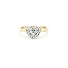 0.17ct Diamond Heart Halo Ring in 18ct Yellow Gold - Goldbank Jewellers