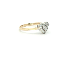0.17ct Diamond Heart Halo Ring in 18ct Yellow Gold - Goldbank Jewellers