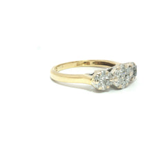 0.50ct Diamond Triple Cluster Trilogy Ring in 18ct Yellow Gold - Goldbank Jewellers