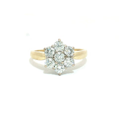 1.00ct Diamond Floral Cluster Ring in 18ct Yellow Gold - Goldbank Jewellers