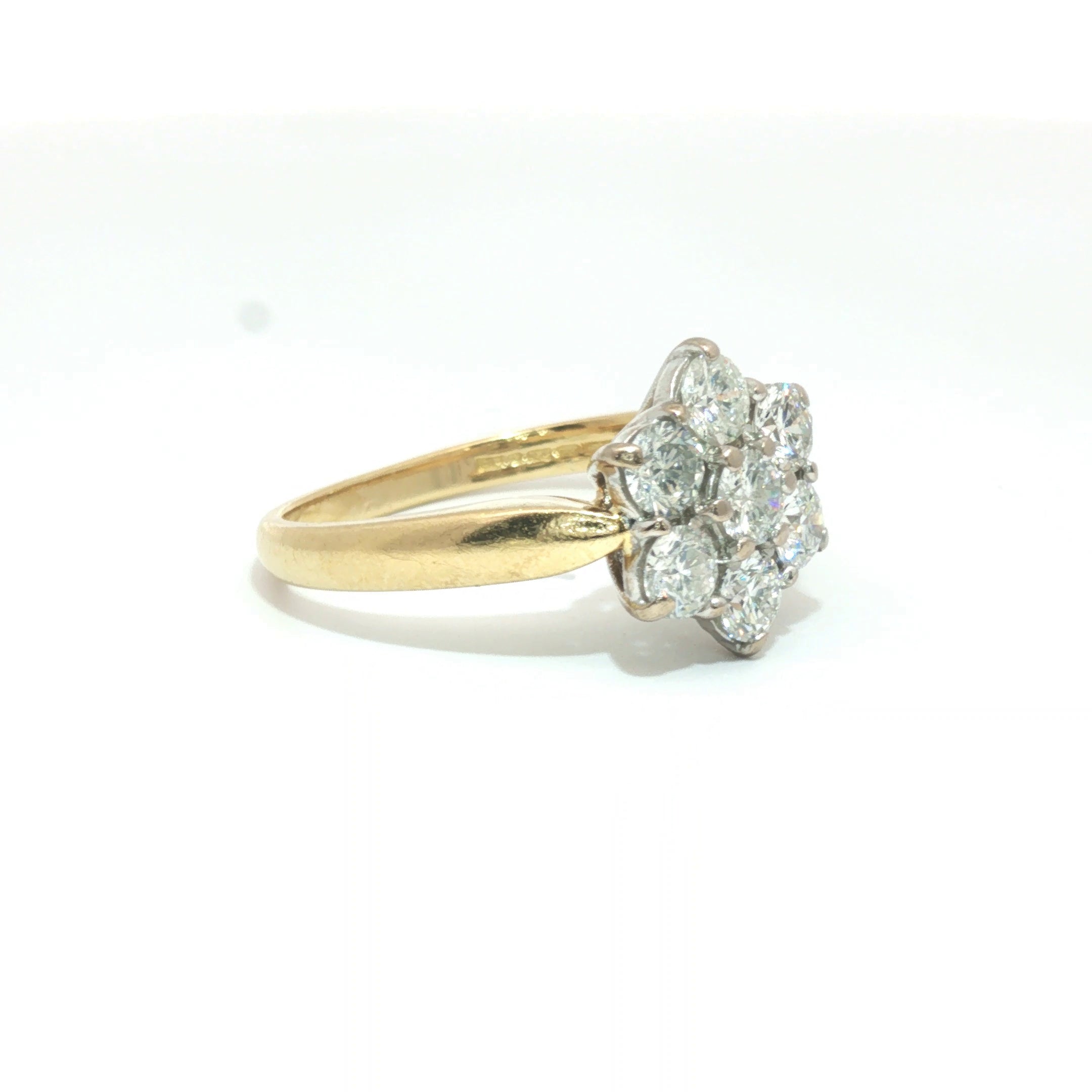 1.00ct Diamond Floral Cluster Ring in 18ct Yellow Gold - Goldbank Jewellers