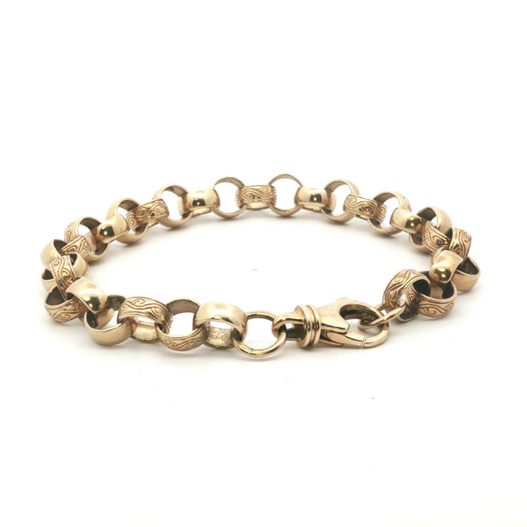 9ct - Pre owned - Belcher bracelet - 8.5" - (20.51g) - 7mm