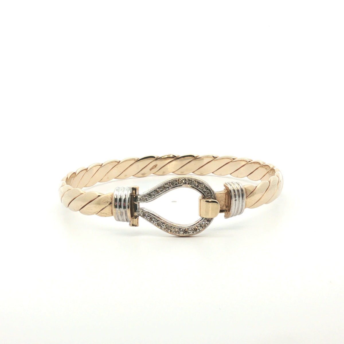 9ct - Pre owned - Hook & loop bangle - 6.75" - (22.35g) - 6mm