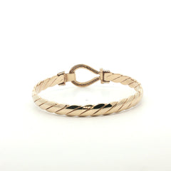 9ct - Pre owned - Hook & loop bangle - 6.75" - (22.35g) - 6mm