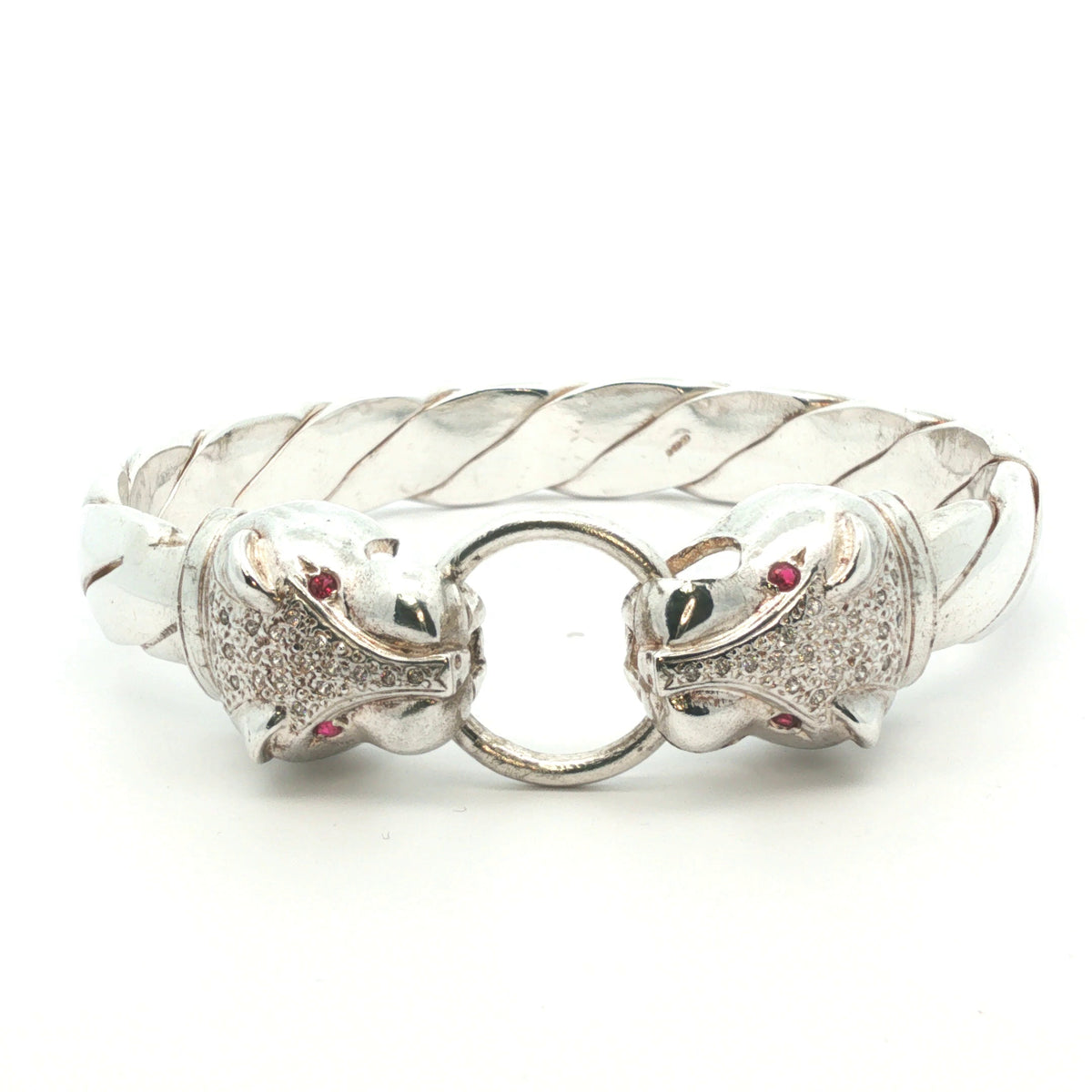Silver 925 - New - Leopard head bangle - 8" - (100g) - 12mm