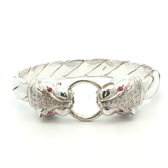 Silver 925 - New - Leopard head bangle - 8" - (100g) - 12mm