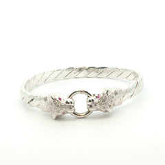 Silver 925 - New - Leopard head bangle - 7" - (39.12g) - 6mm