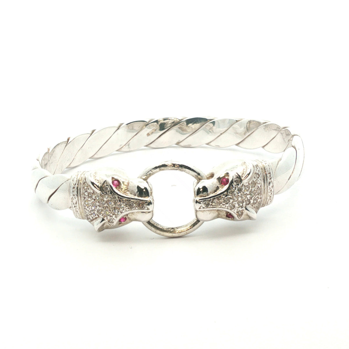 Silver 925 - New - Leopard head bangle - 7.5" - (64.66g) - 8mm
