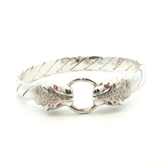 Silver 925 - New - Leopard head bangle - 7.5" - (64.66g) - 8mm