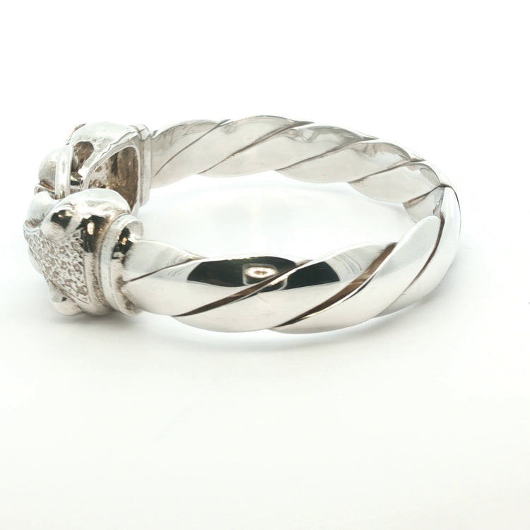 Silver 925 - New - Leopard head bangle - 7.5" - (89.26g) - 12mm