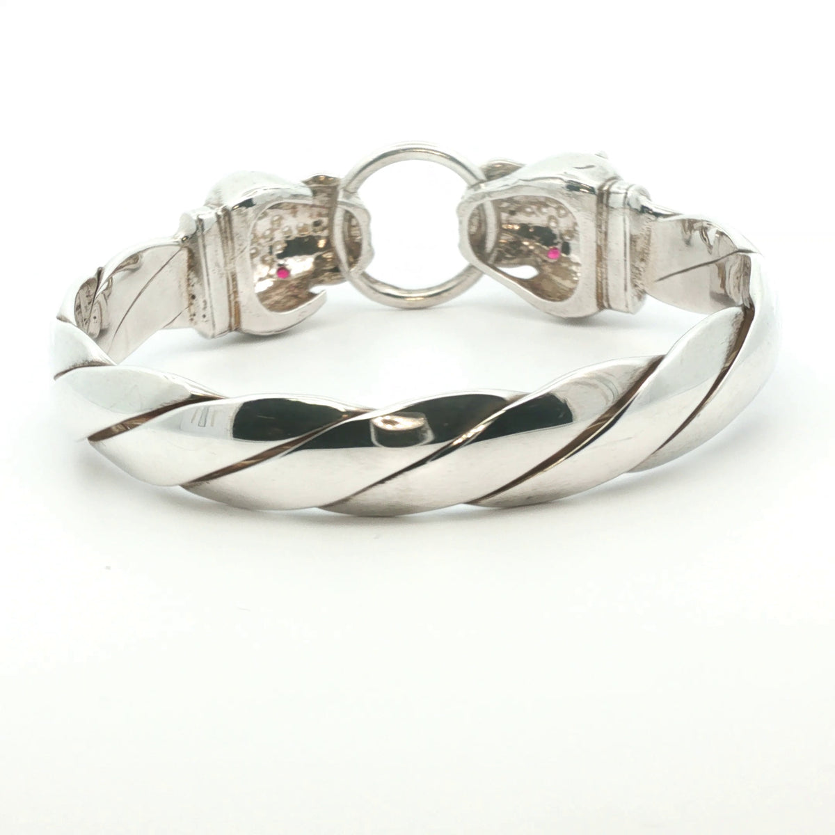 Silver 925 - New - Leopard head bangle - 7.5" - (89.26g) - 12mm