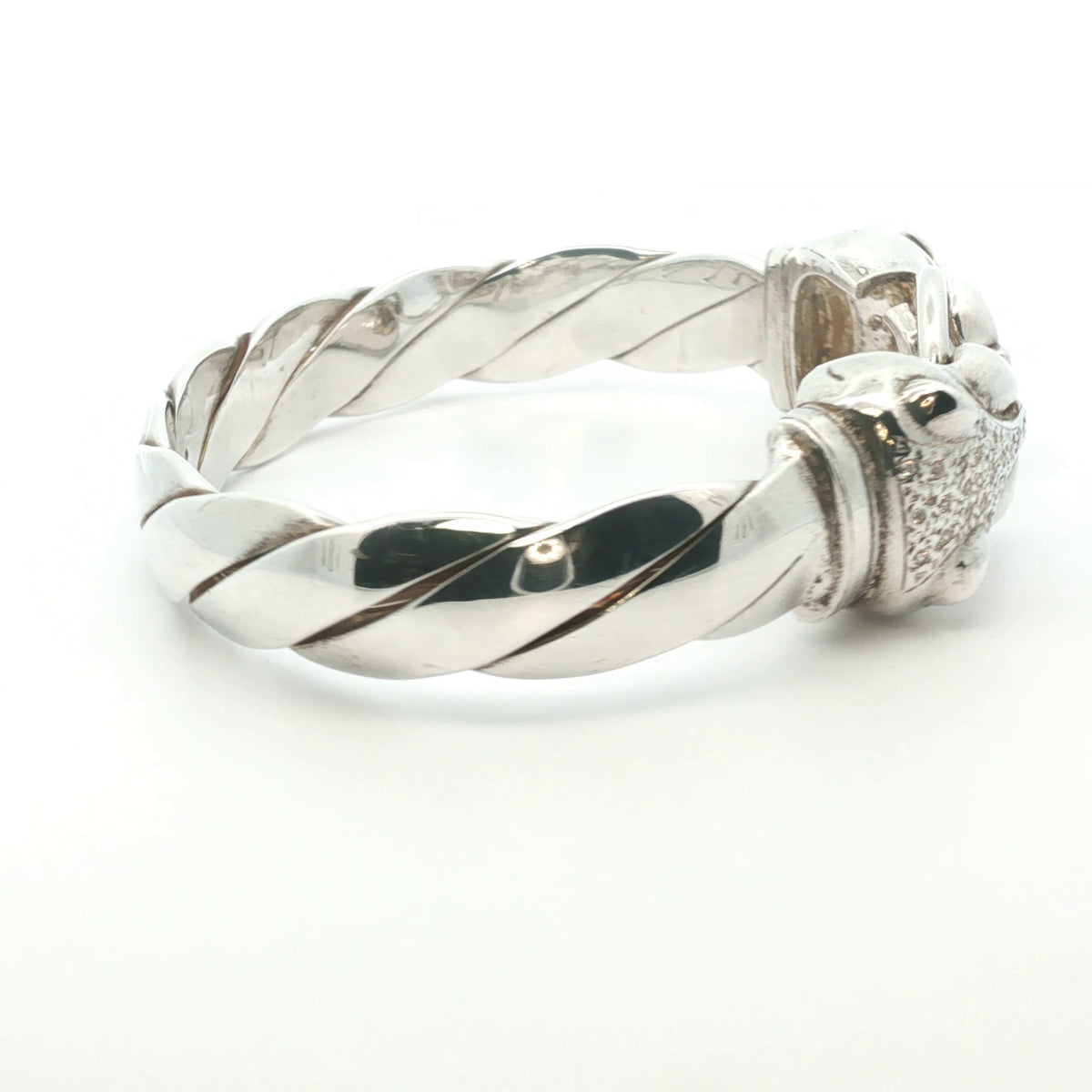 Silver 925 - New - Leopard head bangle - 7.5" - (89.26g) - 12mm