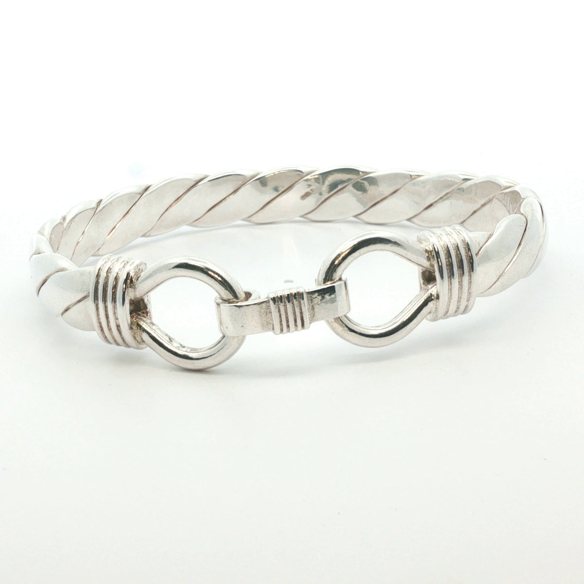 Silver 925 - New - Double Hook bangle - 7.5" - (60.29g) - 10mm