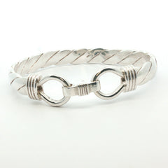 Silver 925 - New - Double Hook bangle - 7.5" - (60.29g) - 10mm