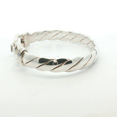 Silver 925 - New - Double Hook bangle - 7.5" - (60.29g) - 10mm