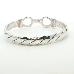 Silver 925 - New - Double Hook bangle - 7.5" - (60.29g) - 10mm
