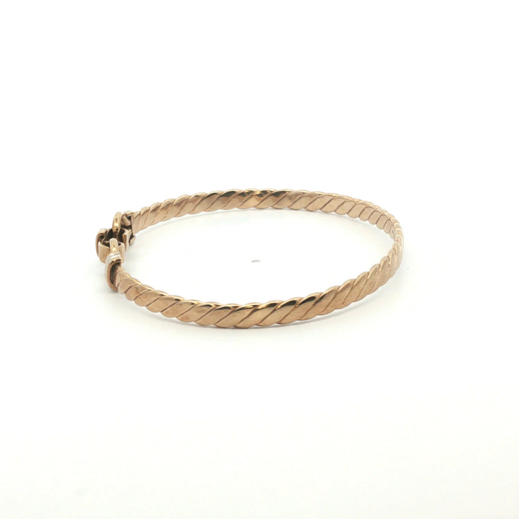 9ct - Pre owned - Double hook bangle - 6" - (8.36g) - 3mm