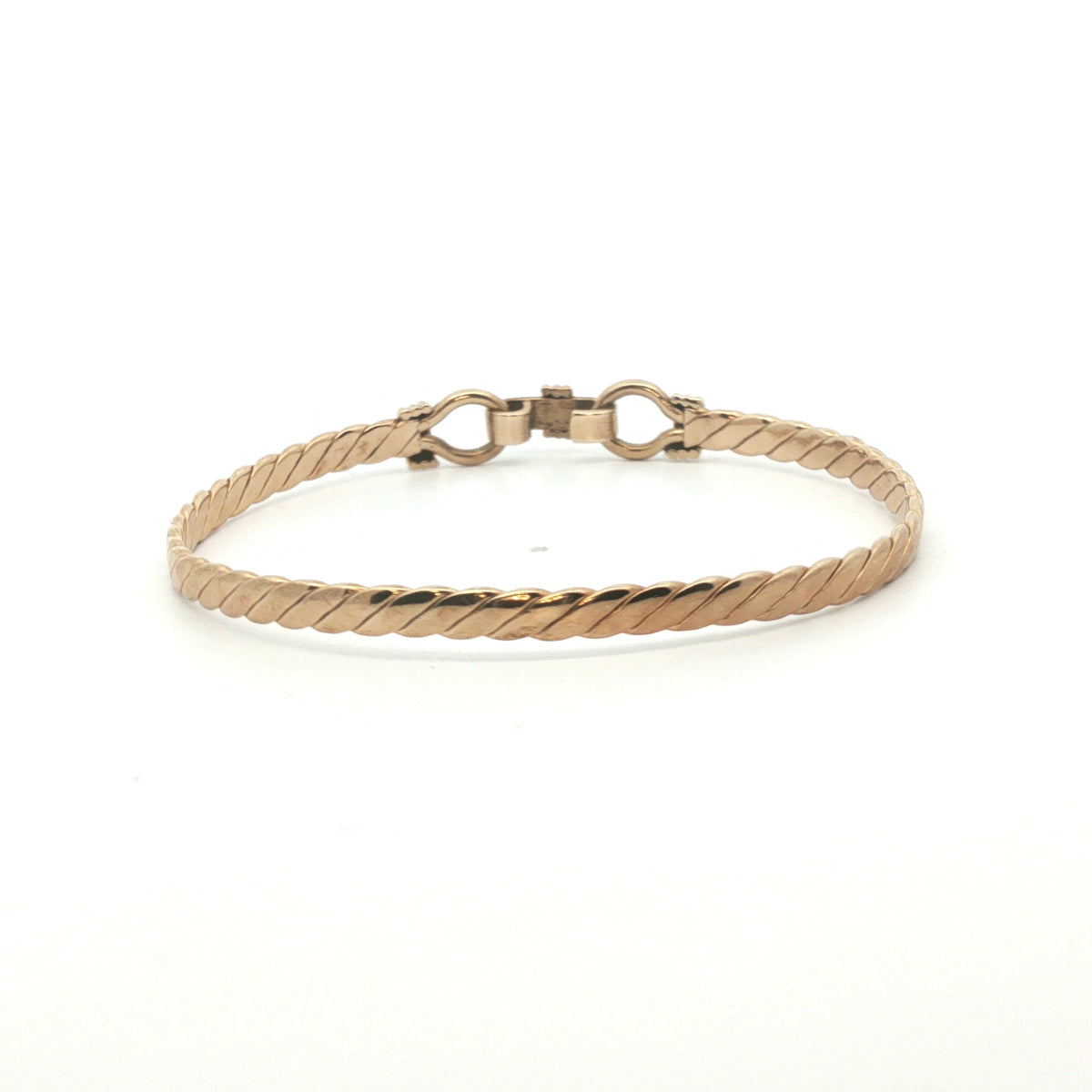 9ct - Pre owned - Double hook bangle - 6" - (8.36g) - 3mm